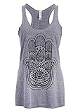 ✔️ Graues Hand der Fatima Hamsa Hand Yoga Damen T-Shirt Top