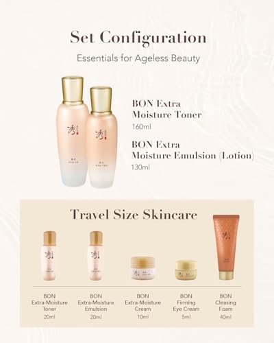 Sooryehan Bon Extra Moisture Korean Skin Care Gift Set (13.01 Fl Oz) - Luxury Premium High-end by LG Beauty. Hydrating Toner, Emulsion Lotion, Cleansing Foam, Eye Cream. - Image 7
