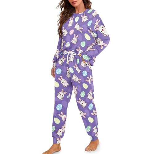 Image of Women's Pajamas Set Soft 2 Piece Loungewear Long Sleeve Pj Set Matching Sleepwear with Pockets for Women Plus Size