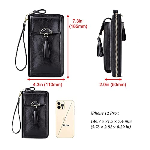 Manacube Women's Crossbody Handbags Small Pu Leather Handbags Cellphone Wallet Purse With 2 Removable Straps, Black #TOP3