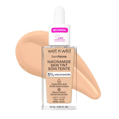 Image of wet n wild Bare Focus Skin Tint, 5% Niacinamide Enriched, Buildable Sheer Lightweight Coverage, Natural Radiant Finish, Hyaluronic & Vitamin Hydration Boost, Cruelty-Free & Vegan-Light Medium Sand
