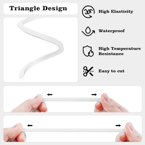 Image of U0U Backer Rod 1 /4 Inch,Triangle EPDM Rubber Backer Rod,White Concrete Crack Filler Caulk Saver for Driveway and Wall Cracks