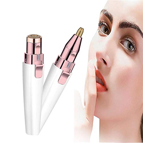 Eyebrow Trimmer for Women,Facial Hair Remover with Built-in LED Light Painless Rechargeable 2 in 1 for Eyebrow Nose Facial Body Upper Lip.