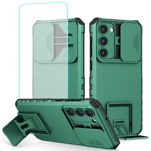 Coque Samsung S24 5G vert foncé avec protège-écran en verre trempé