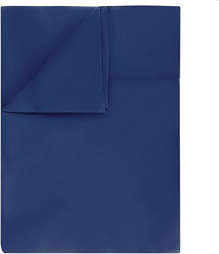 Sábana encimera transpirable de microfibra de lujo, resistente a las arrugas, doble cepillado, lavable a máquina (azul marino, matrimonial)