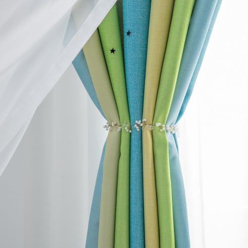 Cortina opaca verde de alta densidad textil y confección perforada elegante 7