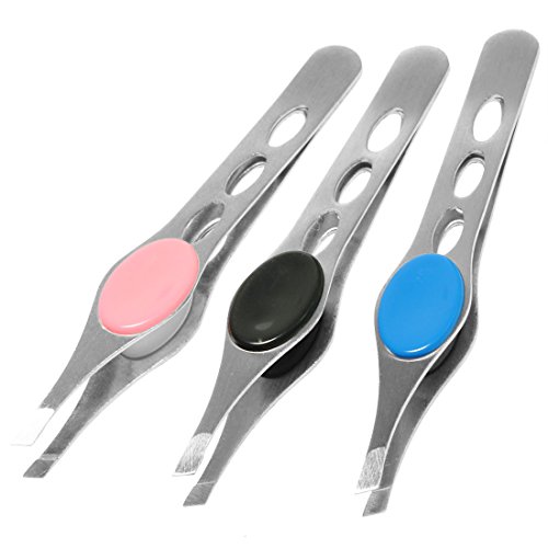 Birch 3X Stainless Steel Slant Precision Tweezers with Thumb and Finger grip. 3