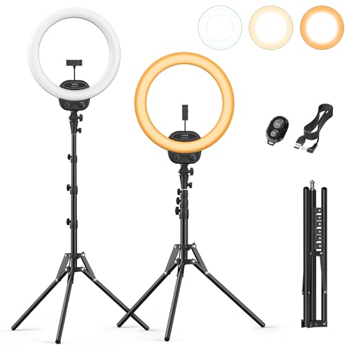 ALTSON 14 Selfie Ring Light with 63 Tripod Stand & Phone Holder Dimmable LED Phone Ring Light for Video Recording/Live Streaming/Makeup/YouTube/TikTok Circle Light with Remote for Phone&Camera