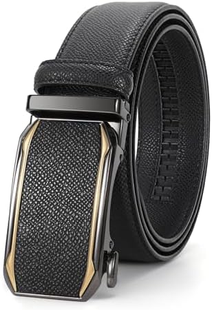 SANSTHS Ratchet Belts for Men, Leather Ratchet Belt Mens Ratchet Belt with Adjustable Buckle Men Belt Fit Everywhere
