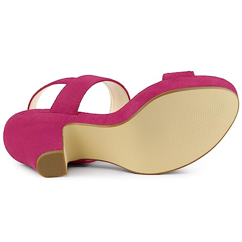 Allegra K Allegra K Women's Slingback Platform Heels Chunky High Hot Pink Heel Sandals 9 M US