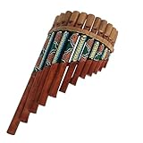 Flauta de Pan Artesanal de Madera, Instrumento Musical Andino con Diseños Étnicos, Bambú Natural con Decoración Colorida, 12 Tubos