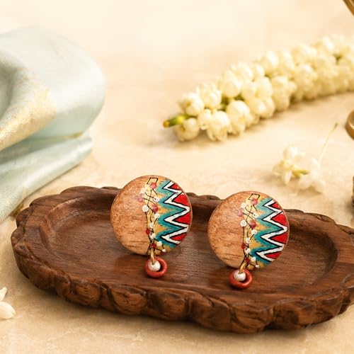 Image of Handcrafted Artistic & Tribal Earrings Collection for Women - Bohemian, Floral, Wooden & Ethnic Statement and Stud Designs