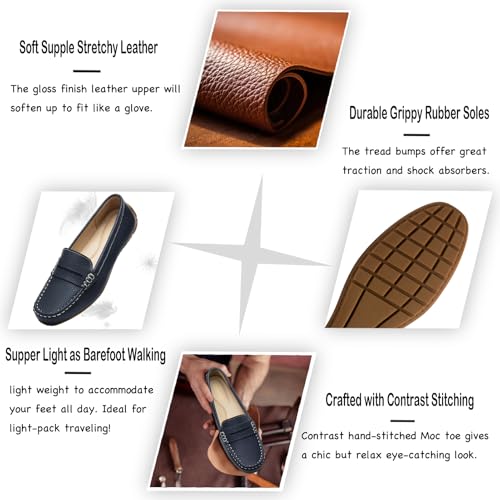 KORDAL Women's Comfortable & Lightweight Leather Penny Loafers Slip-Ons Cute Business Casual Dress Shoes Work Office Flats Everyday Walking Shoes Driving Mocs for Women - Image 6