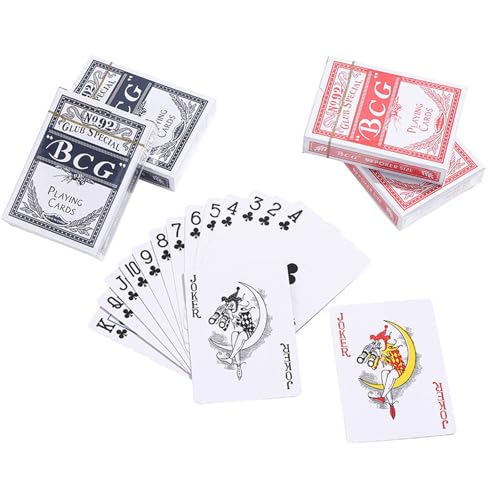 4 Pack Set Playing Cards, Plastic Coated Playing Card - Vibrant Red & Blue Decks - Ideal for Play Fish, Poker, Pinochle Card Game, Great Travel Companion, Present & Toys for Boys, Girls & Adults