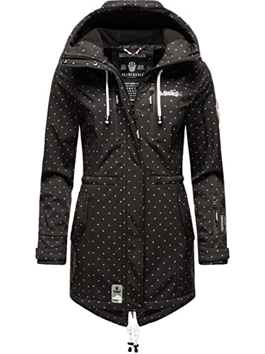 Preisvergleich Produktbild MARIKOO Damen Softshelljacke Parka Übergangsjacke Regenjacke Jacke mit Kapuze Zimtzicke Black Dots Gr. L