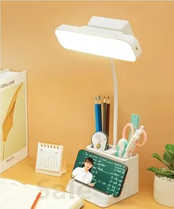 SaleOn Magnetic Detachable Desk Lamp, 3 Color Modes Lamp with Eye Care & Pen Holder, Reading Lamp with Flexible Gooseneck, Rechargeable Study Lamp with Adjustable Brightness & Phone Holder
