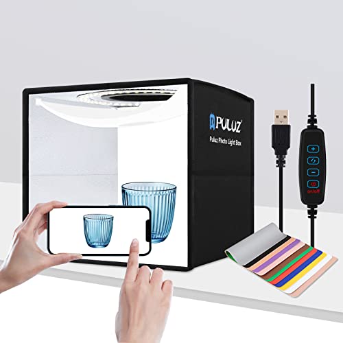 Get Discount Offer Photo Studio Shooting Tent Box Folding Portable Photography Lighting Studio Lightbox, Puluz Small Light Box with 12 Colors Backdrops for Camera Cell Phone Digitgtal Camera Shooting