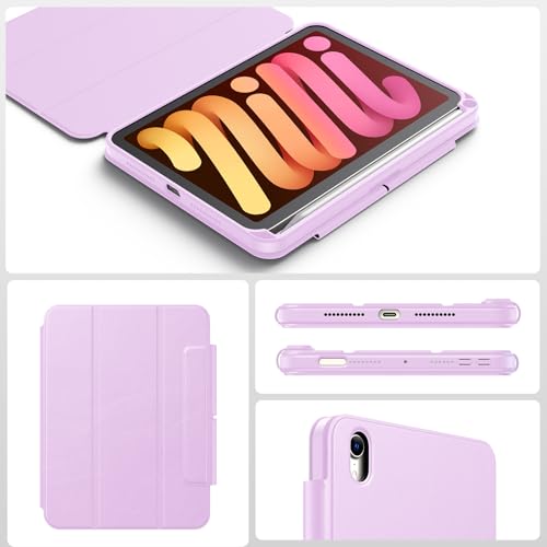 SPARIN Case for iPad mini 7 A17 Pro 2024/iPad Mini 6 2021 8.3 Inch, Detachable Magnetic Cover, Portrait/Landscape Stand with Pencil Holder, Support Auto Wake/Sleep (Purple) by SPARIN - Image 8