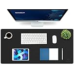 K KNODEL Large Office Leather Desk Mat, Mouse and Keyboard Pad, Computer and Laptop Mat, Desktop Protector and Cover, Writing Pad and Blotter (90x43cm, Black)