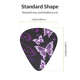 Lot de 12 médiators pour guitare basse électrique et acoustique Motif papillon Violet - Les Beatles, Paul McCartney, John Lennon, RIngo Starr, George Harrison Lot de 12 médiators pour guitare basse électrique et acoustique Motif papillon Violet – Image 4