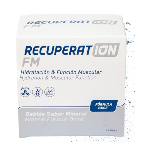 Bebida Hipotónica Sin Azúcar con Electrolitos + Sales Minerales y Magnesio para Remineralización Muscular Profunda Sabor Mineral Sin Gluten Ni Lactosa Pack 20 Sobres Apto Veganos | RECUPERATIO