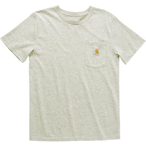 Carhartt Kids' Short Sleeve Pocket T-Shirt Tee Shirt, Heather Grey, S-8/10