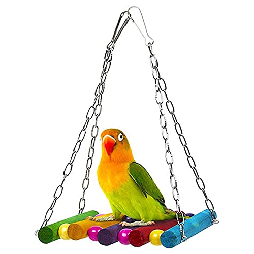 Vogelspeelgoed Parrot Toy 1 0 STKS Set Hang Swing Bridge Chewing Bite Balls Bell Houten Bead Roterende Ladder Bird Cage… - Afbeelding 3