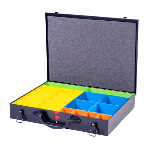 DJM Direct Metal Storage Screw Fixing Organiser Tool Compartment Box Case Black (Large (440 x 330 x 66mm))