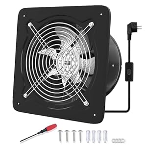 FanGoFast 150mm Abluftventilator 525m³/h Badlüfter Leiser mit Rücklaufklappe Leistungsstarke Wandventilator mit EU-Stecker für Küche Badezimmer Garage Untergeschoss Schwarz