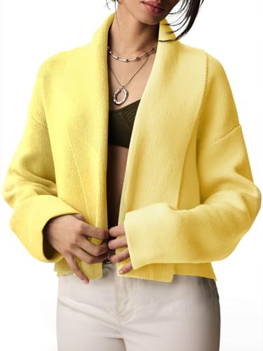 Image of Saodimallsu Womens Cropped Cardigan Open Front Shawl 2026 Fall Trendy Long Sleeve Sweater Jacket