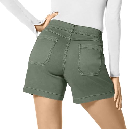 Generic Women Stretch Twill Shorts Summer Casual Bermuda Shorts Pull On Chino Shorts Elastic Waist Stretchy Denim Shorts - Image 5