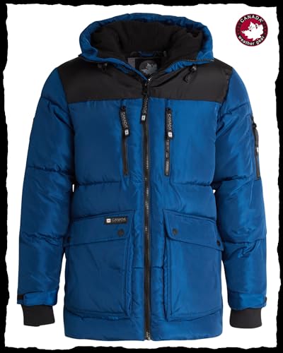 Image of CANADA WEATHER GEAR Mens Winter Puffer Jacket - Heavyweight Insulated Ski Jacket Hooded Mens Coats Weather Resistant Coat