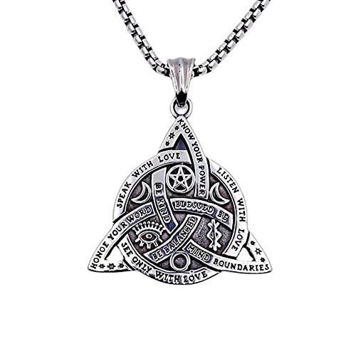 YAHOYA Viking Witch Celtic Knot Pendant Necklace Stainless S
