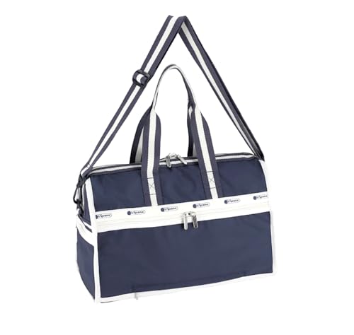 LeSportsac Spectator Deep Blue Deluxe Medium Weekender Crossbody Bag, Style 4318/Color C466, Timeless Navy Blue & Crisp White Unite in Fashion Trending 2 Tone Spectator Style Sophisticated Travel Bag