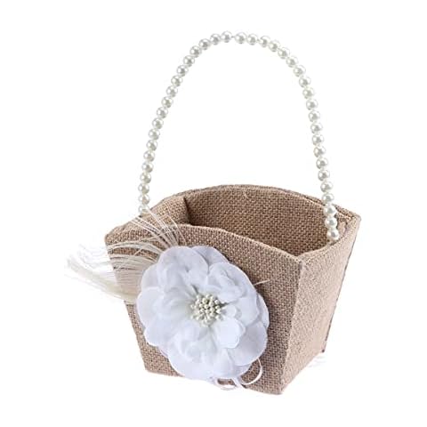 HOMSFOU Rustic Wedding Girl Basket for Decoration Cover