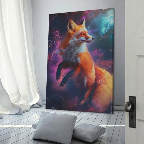 Toile chambre de garçon Cosmic Fox Leap decoration enfant