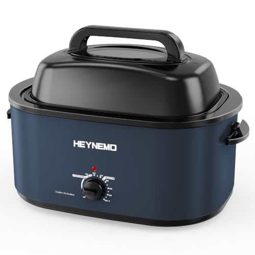 Image of Roaster Oven 30 Quart, Electric Roaster Pan with Visible & Self-Basting Lid, Large Stainless Steel Electric Turkey Roaster Oven Defrost Warm Function, Removable Pan Rack, Fits Turkeys Up to 32LB