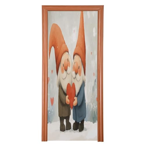 FLildon Valentine's Day Gnomes Love Door Cover Decoration, Party Accessory Porch Decor for Festive Ornament Room Door Covers 35 x 79 Inch
