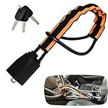 Reflective Stripe Titan Steering Wheel Lock, Seat Belt Lock, Car Anti-Theft Lock Device, Wheel Locks Suitable for Car, SUV, Pickup, Jeep, RV with 3 Keys, (Orange)