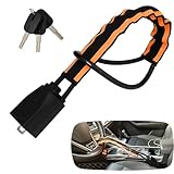 【Excellent Anti-Theft Capabilities】This portable steering wheel lock is made of top-tier steel wire braided material and covered with a soft PVC outer layer.It can withstand cutting and sawing by thieves while avoiding scratches on your car's interio...