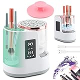 Electric Makeup Brush Cleaner Machine, 3 in 1 Automatic Makeup Brush Cleaner with Brushes Dryer for Most Size Beauty Brushes Set(White,Size:6.8inch)