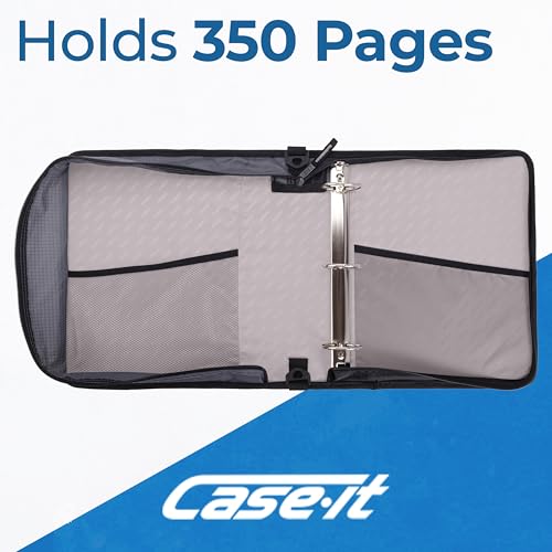 Image of Case-it Universal Zipper Binder | 2-Inch O-Rings, 13-Inch Laptop /Tablet Padded Pocket, 400 Sheet Capacity, Multiple Storage Pockets & Shoulder Strap | School & Office Organizer | LT-007 Warm Gray