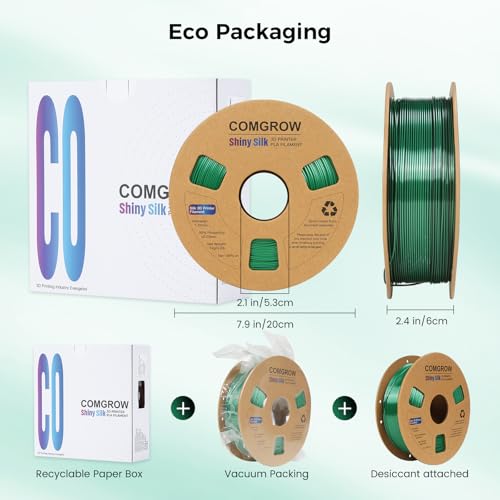 Image of Comgrow Silk PLA 3D Printer Filament, Dual Color 2 in 1 Black and Green, 3D Printing PLA Filament 1.75mm, Dimensional Accuracy + /- 0.02 mm, 1KG Spool, Coextrusion Shiny Silk 3D Filament