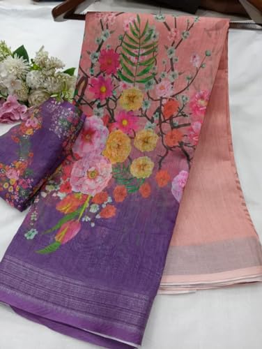 Image of C J Enterprise Women Banarasi Kanjivaram Style Linen Saree