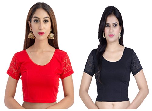 Image of Fressia Fabrics Women's Stretchable Readymade Saree Blouse Crop Top Choli