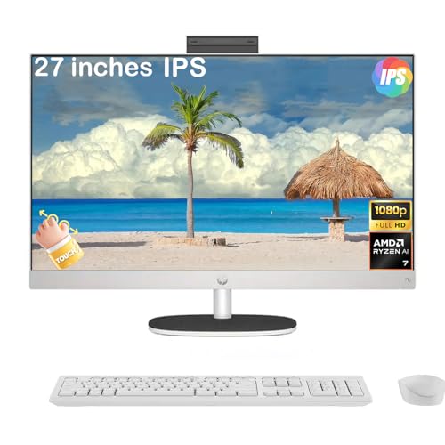 Image of cefesfy Customized All-in-One, Created Using HP 27 inch Touchscreen All-in-One Desktop Computer, AMD Ryzen AI 7 350, 32 /64GB DDR5 RAM, 2 /4TB SSD, FHD IPS Display, Wireless KB & Mouse, Windows 11 Home