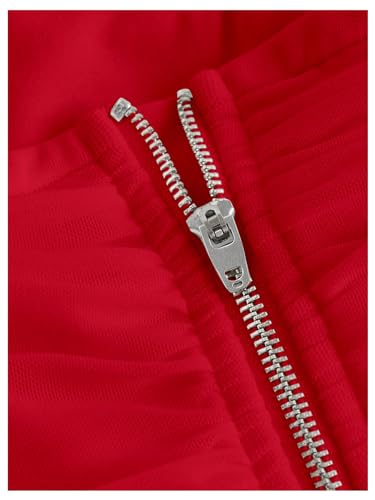 MakeMeChic Women's Plus Size Off Shoulder Mesh Corset Bustier Tops Ruched Tank Zipper Slim Fitted Sexy Crop Top3