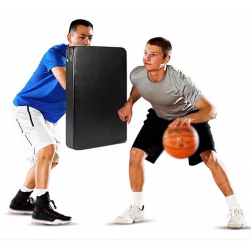 QHZYMX Professional Basketball Training Equipment Blocking Pads, with 3 Handles Black Punching Drills Mat for Martial Arts/Taekwon/Kung Fu, Football Chest Blocker Pad(7.8x15.7x3.9in)