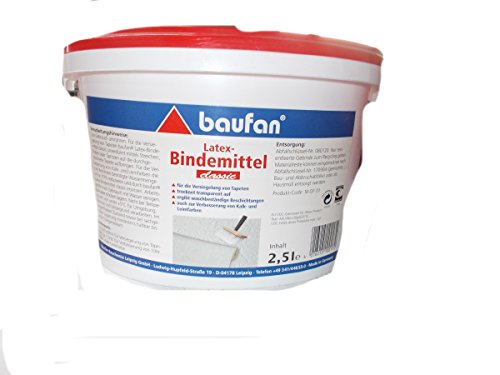 Baufan Liant latex classic, 2,5l I Le liant latex transparent améliore les peintures à la colle I Latex de revêtement de papier peint sans solvant ni plastifiant