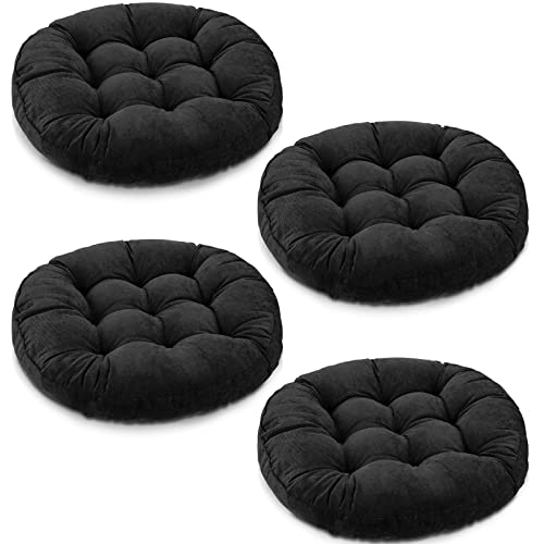 4 Pcs Round Floor Pillows Cushions 22 x 22 Inch Meditation Floor Pillow Large Floor Pillow for Kids and Adults Meditation Cushion Large Pillows for Floor Seating Yoga Living Room Office (Black)